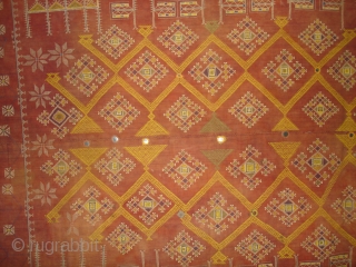 Odhani Bishnoi Shawl From Shekhawati District of Rajasthan, India. Odhani Showing the various Chopat design on cotton Khadder (Village Khadi)cloth with natural colours,This were traditionally used mainly by Bishnoi Group of Shekhawati  ...