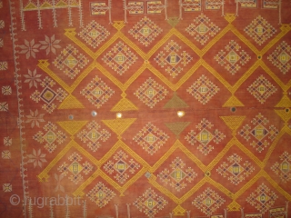 Odhani Bishnoi Shawl From Shekhawati District of Rajasthan, India. Odhani Showing the various Chopat design on cotton Khadder (Village Khadi)cloth with natural colours,This were traditionally used mainly by Bishnoi Group of Shekhawati  ...