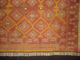 Odhani Bishnoi Shawl From Shekhawati District of Rajasthan, India. Odhani Showing the various Chopat design on cotton Khadder (Village Khadi)cloth with natural colours,This were traditionally used mainly by Bishnoi Group of Shekhawati  ...