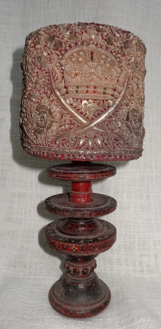 Hat Zardozi Embroidered on cotton velvet, With Real Silver Thread with Gold Polish.
From Some Royal State of Northern India.India(DSC07118).              