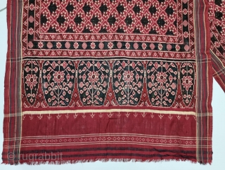 An Rare And Unusual Tran-phul-bhat Patola Dupatta ,Silk Double Ikat.Probably Patan Gujarat.This Patola known as Tran-phul-bhat (there flowers design).
This Patola is one of the most Rare designs and in indigo blue colour.

C.1835-1875.

Its  ...