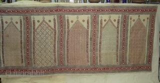 Prayer Arch Kalamkari (Khadi Cotton)with block printing probably from khandesh (Burhanpur-central India)India.Its size is 155cm X360cm.Rare Prayer Arch Kalamkari(DSC07085 New).             