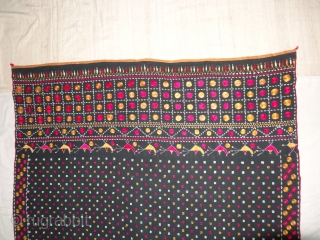 Indigo-Colour(Dark) Phulkari From East(India)Punjab Region of India. India.Silk on Indigo Dyed Hand Spun Cotton ground.C.1900.Its size is 135cmX245cm(DSC03875 New).              