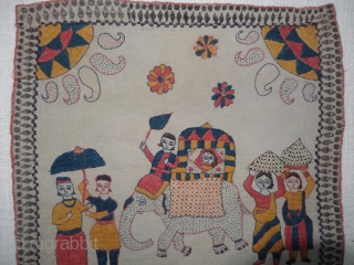 Folk Kantha Quilted and embroidered cotton kantha Probably From East Bengal(Bangladesh) region, India.Its size is 40cmX42cm(DSC07143).
                 