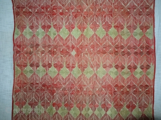 Thirma Phulkari From West(Pakistan)Punjab. India. Known As Wedding Thirma Bagh. Rare Influence of showing Peacock feather Design in Chawal Buti work. C.1900. It is made of hand spun, hand woven cotton on  ...
