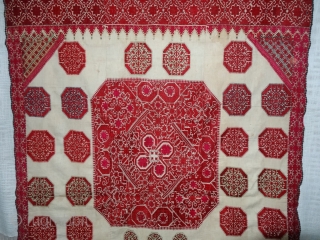 Phulkari Swatti Shawl From the Swat region of Pakistan. India.Silk embroidery on cotton,Circa Mid-19th Century.Its size is 113cmX235cm(DSC07182).
               