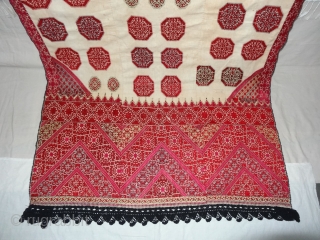 Phulkari Swatti Shawl From the Swat region of Pakistan. India.Silk embroidery on cotton,Circa Mid-19th Century.Its size is 113cmX235cm(DSC07182).
               