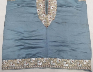 Parsi Jhabla or Jhablo (Blouse) From Surat Gujarat India. Beautiful karchob embroidery 
in Real silver and Gold thread on satin silk cloth. The Parsi's are a Zoroastrian community in the Indian subcontinent.  ...