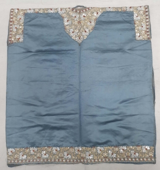 Parsi Jhabla or Jhablo (Blouse) From Surat Gujarat India. Beautiful karchob embroidery 
in Real silver and Gold thread on satin silk cloth. The Parsi's are a Zoroastrian community in the Indian subcontinent.  ...