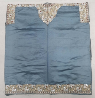 Parsi Jhabla or Jhablo (Blouse) From Surat Gujarat India. Beautiful karchob embroidery 
in Real silver and Gold thread on satin silk cloth. The Parsi's are a Zoroastrian community in the Indian subcontinent.  ...