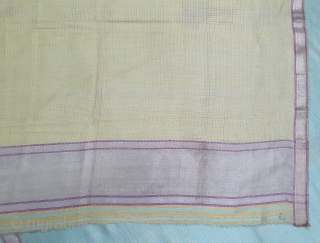 Do-Rukha (Double Color) Reversible Dupatta Handwoven Silk with Real zari (Real Silver And Real Gold) From Varanasi Region of Uttar Pradesh.  North-India.  India. C.1900. Its size is 135cmX263cm.
(20200929_153243).   