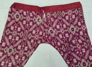 Ejar (Trouser) Silk Double Ikat, Probably Patan Gujarat. India.This Patola Ejar design is known as  Vohra-Gaji-Bhat(Vohra Type Design) . This type of Patola Ejar's Mainly Exported to the south-East-Asian markets.

c.1850-1875.

Its size  ...