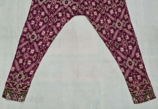 Ejar (Trouser) Silk Double Ikat, Probably Patan Gujarat. India.This Patola Ejar design is known as  Vohra-Gaji-Bhat(Vohra Type Design) . This type of Patola Ejar's Mainly Exported to the south-East-Asian markets.

c.1850-1875.

Its size  ...