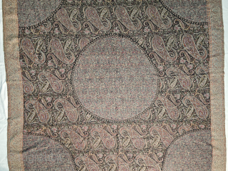 An Rare Kari(Paisley) Design Kani Moon Shawl From Kashmir, India.

C.1835 -1850.

Its Size is 164cmx184cm (20251004_160231) Please email me at Kutcharts1@gmail.com
             