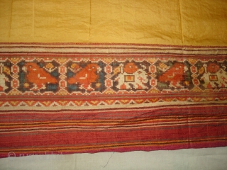 Patola Sari,Silk Double Ikat.Probably Patan Gujarat. India.Early 18th Century.This Patola Uses one of the most Rare designs known as Paneter Yellow Patola, Its Belongs to Nagar Bhrahaman Group of Gujarat India.Its size  ...