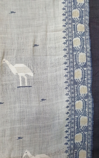 Figurative Rare Jamdani Finest Muslin Cotton Saree, In Figurative Style, From Dhaka District of Bangladesh. North-East India. India. Jamdani was originally known as Dhakai named after the city of Dhaka, Jamdani is  ...