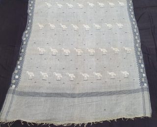 Figurative Rare Jamdani Finest Muslin Cotton Saree, In Figurative Style, From Dhaka District of Bangladesh. North-East India. India. Jamdani was originally known as Dhakai named after the city of Dhaka, Jamdani is  ...