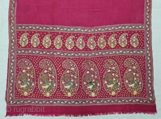 Parsi Gara Saree With Jhabla (Blouse) From Surat Gujarat India. The Embroidered with Paisley Peacock Design on the Plain satin weave .This kind of Gara Saree was embroidered by Chinese artisans in  ...