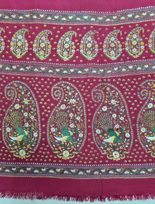 Parsi Gara Saree With Jhabla (Blouse) From Surat Gujarat India. The Embroidered with Paisley Peacock Design on the Plain satin weave .This kind of Gara Saree was embroidered by Chinese artisans in  ...