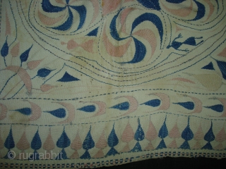 Kantha Quilted and embroidered cotton kantha Probably From East(Bangladesh) Bangal region.Its Size is 67cmX74cm.Early and Rare Kantha(DSC06523 New).               