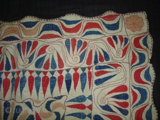 Kantha Quilted and embroidered cotton kantha Probably From East(Bangladesh) Bangal region.Its Size is 69cmX75cm.Early and Rare Kantha(DSC06533 New).               