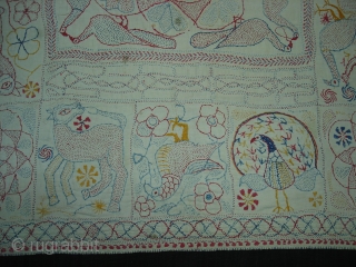 Kantha embroidered cotton kantha Probably From East (Bangladesh) Bangal region. Its Size is 74cmX82cm.Early and Rare Kantha(DSC06568).                