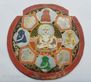 Jain Sidh Chakra,for Jain worshiper,Painted on Paper,From Patan Gujarat. India. Early 18th Century.Its size is 9cmX9cm(DSC53605 New).                