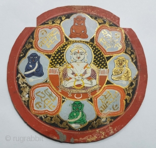 Jain Sidh Chakra,for Jain worshiper,Painted on Paper,From Patan Gujarat. India. Early 18th Century.Its size is 9cmX9cm(DSC53605 New).                