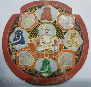 Jain Sidh Chakra,for Jain worshiper,Painted on Paper,From Patan Gujarat. India. Early 18th Century.Its size is 9cmX9cm(DSC53605 New).                