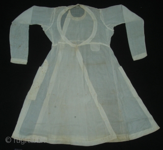 Angarkha(Coat)fine Muslin Cotton with Applied work,From Lucknow ,Utter Pradesh. India.C.1900.Worn by Royal Nawab Muslims Family Of Lucknow(DSC06508 New).               