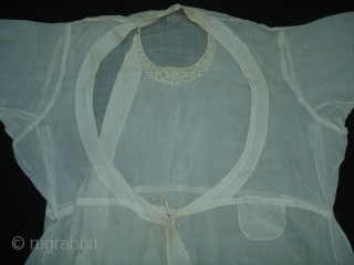 Angarkha(Coat)fine Muslin Cotton with Applied work,From Lucknow ,Utter Pradesh. India.C.1900.Worn by Royal Nawab Muslims Family Of Lucknow(DSC06508 New).               