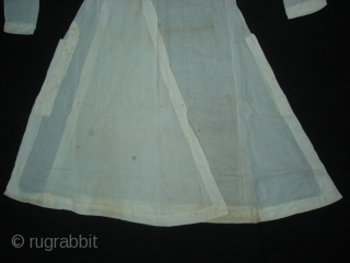 Angarkha(Coat)fine Muslin Cotton with Applied work,From Lucknow ,Utter Pradesh. India.C.1900.Worn by Royal Nawab Muslims Family Of Lucknow(DSC06508 New).               