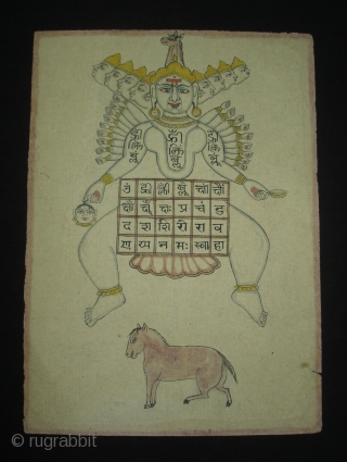 Tantrik Path or Patakas, From Gujarat India.Inscribed with Ravana and the Yantra and also with Mantras,these works were painted entirely by the Tantriks priests(Sadhakas)for the personal worship and for attaining spiritual powers(Siddhis),Made  ...