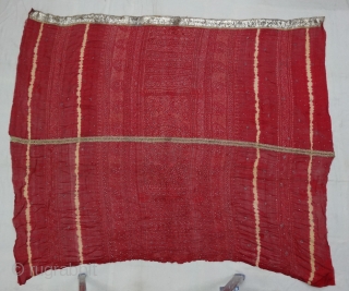 Kumbhi,Tie and Dye Silk Odhani(Bandhani)With Real Zari embroidery border in the middle with Mukesh (Badla) Work.From Kutch Region of Gujarat,India.C.1900. Belongs to Khatri community of West coast of Kutch Gujarat, Condition is  ...