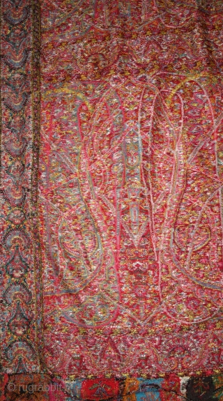 Sikh Period Kalamkar Jamawar Long Shawl From Kashmir, India.C.1830-1860.Its Size is 140cmx315cm.Perfect in the condition(DSC07694). 
                 