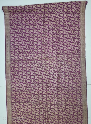 An Unique Pitambari Saree, Real Zari Silver threads with gold polish weaving on the silk,From Varanasi ,Uttar Pradesh, India. c.1900. 
Its size 114cmX440cm (20231016_155244).           