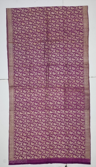 An Unique Pitambari Saree, Real Zari Silver threads with gold polish weaving on the silk,From Varanasi ,Uttar Pradesh, India. c.1900. 
Its size 114cmX440cm (20231016_155244).           