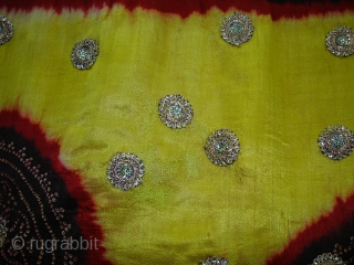 Tie and Dye Gajji Silk Odhani From Kutch Region, Gujarat, India,19th c.Its size is 140cmx150cm(DSC01132 New).                 