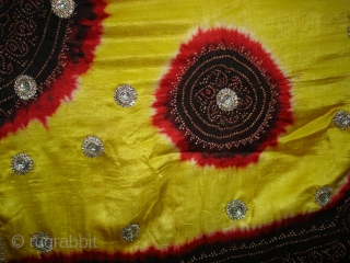 Tie and Dye Gajji Silk Odhani From Kutch Region, Gujarat, India,19th c.Its size is 140cmx150cm(DSC01132 New).                 