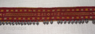 Rare Ceremonial Banjara Belt From Karnataka,South India. India.Embroidered on cotton. Banjara Belt  is traditionally used by women. C.1900. Its size is 6cmX58cm(DSC07218).          