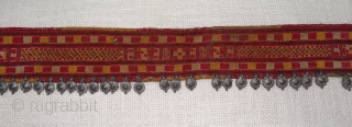 Rare Ceremonial Banjara Belt From Karnataka,South India. India.Embroidered on cotton. Banjara Belt  is traditionally used by women. C.1900. Its size is 6cmX58cm(DSC07218).          