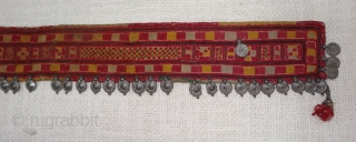 Rare Ceremonial Banjara Belt From Karnataka,South India. India.Embroidered on cotton. Banjara Belt  is traditionally used by women. C.1900. Its size is 6cmX58cm(DSC07218).          