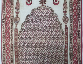 Kalamkari Block Print of Jainamaz style,Probably from khandesh(Burhanpur-central India)India,C.1900.Hand spurn khadi cotton,Natural Dyes.Its size is 75cmX108cm(20201023_142505).                 