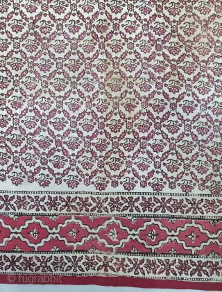 Kalamkari Block Print of Jainamaz style,Probably from khandesh(Burhanpur-central India)India,C.1900.Hand spurn khadi cotton,Natural Dyes.Its size is 75cmX108cm(20201023_142505).                 