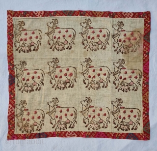 Pichwai of GopaShtami (Festival of Cows),Block Print on Muslin Cotton From Gujarat India. India. 
C.1875-1900..
Its size is 51cmX57cm (20221025_132123).                