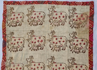 Pichwai of GopaShtami (Festival of Cows),Block Print on Muslin Cotton From Gujarat India. India. 
C.1875-1900..
Its size is 51cmX57cm (20221025_132123).                