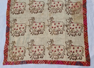 Pichwai of GopaShtami (Festival of Cows),Block Print on Muslin Cotton From Gujarat India. India. 
C.1875-1900..
Its size is 51cmX57cm (20221025_132123).                