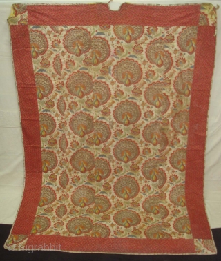 Pichwai of Morakuti or Varshakaal (Rainy Season) Divalgiri Roller-Printed on cotton,Made in Manchester England,for Indian Market.The mating dance of the Peacock Signals the onset of the Monsoons.Its for Temple Hanging in Gujarat  ...