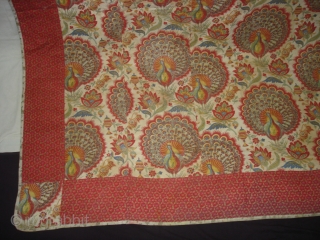 Pichwai of Morakuti or Varshakaal (Rainy Season) Divalgiri Roller-Printed on cotton,Made in Manchester England,for Indian Market.The mating dance of the Peacock Signals the onset of the Monsoons.Its for Temple Hanging in Gujarat  ...