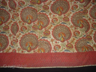 Pichwai of Morakuti or Varshakaal (Rainy Season) Divalgiri Roller-Printed on cotton,Made in Manchester England,for Indian Market.The mating dance of the Peacock Signals the onset of the Monsoons.Its for Temple Hanging in Gujarat  ...